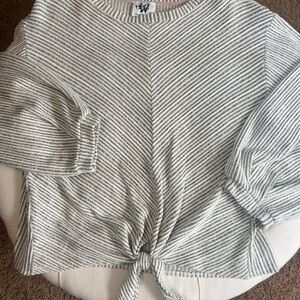 Anthropologie Striped Gray and White Women's Top